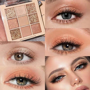 9Colors Champagne Rose Gold Eye Shadow Palette Makeup,Highly Pigmented Shimmer Pink Eyeshadow Palette Nude Glitter Sparkly...