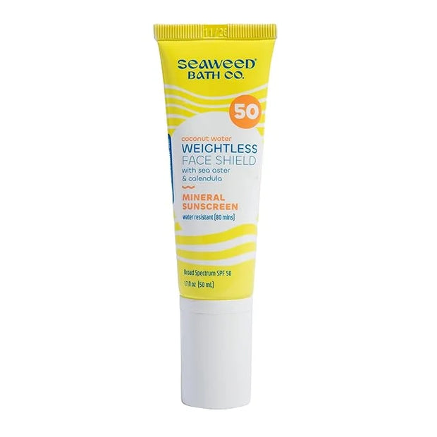 Seaweed Bath Co. Weightless Face Shield Mineral SPF 50 Zinc Oxide Suncreen Facial Serum, 1.7 Oz., Lightweight, Water Resis...