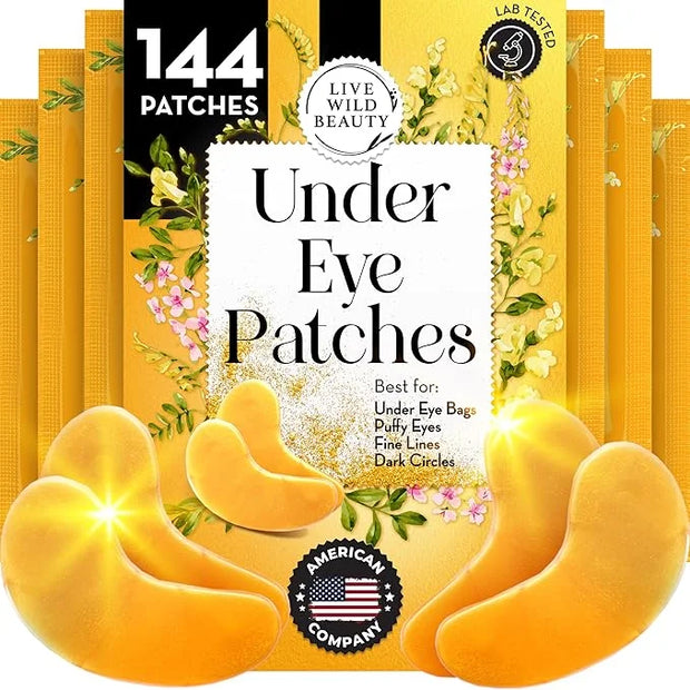 PatchRx Gold Under Eye Patches (144 Patches) for Puffy Eyes and Dark Circles with Pure Collagen, 24K Eye Gel Pad Masks for...