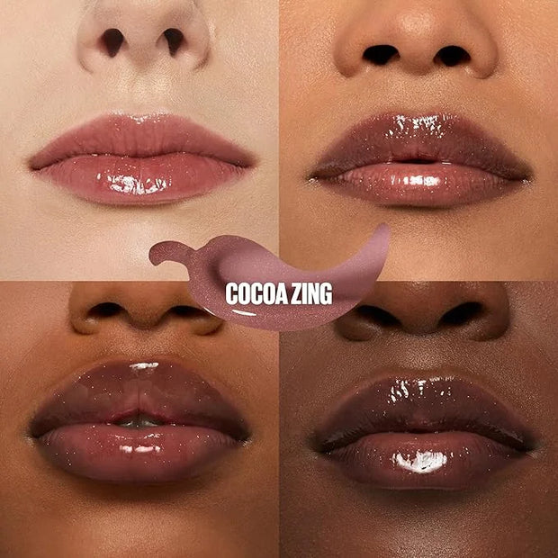 MAYBELLINE Lifter Gloss Lifter Plump, Plumping Lip Gloss with Chili Pepper and 5% Maxi-Lip, Cocoa Zing, Sheer Cool Brown, ...