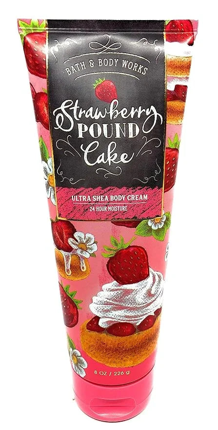 Bath and Body Works Strawberry Pound Cake Body Cream 8 Ounce Full Size - Product Image