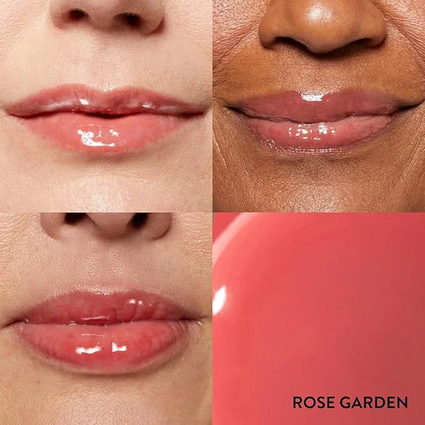 LAURA GELLER NEW YORK Fine Shine Glossy Lip Oil Duo, Rose Garden + Glass Half Full - Clear Pink Lip Gloss with Hydrating S...