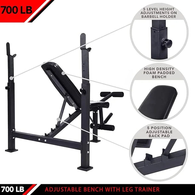 JFIT Olympic Weight Bench with Leg Developer Attachment - Product Image