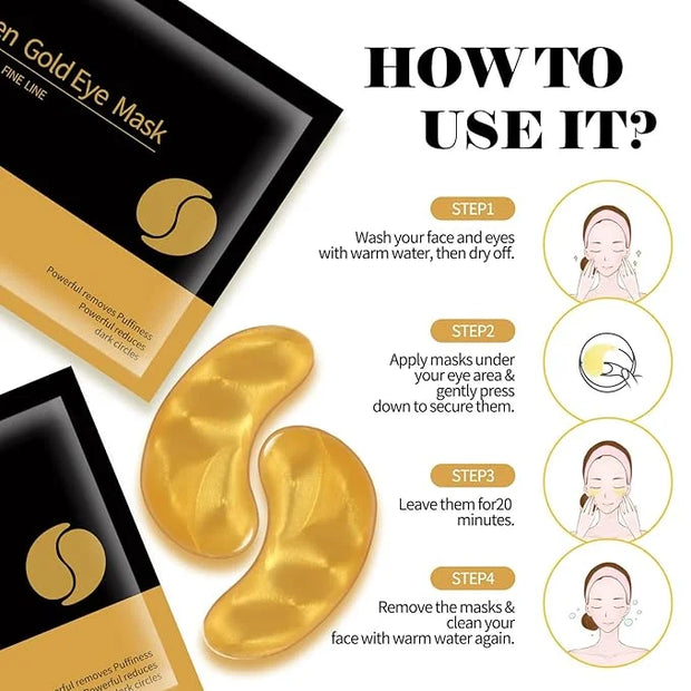 30 Pairs 24K Gold Eye Masks, Crystal Collagen Gel Eye Patches for Puffy Eyes, Reducing Fine Lines, Eye Bags, Moisturizing ...