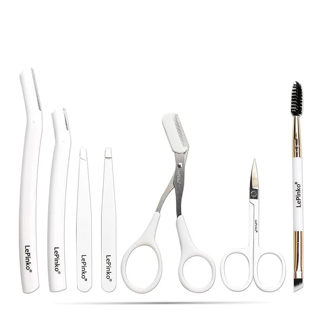 Eyebrow Trimmer Kit, 7 in 1 Eyebrow Scissors, Tweezer, Razor, Gromming Scissors Brush for Women Men, Gifts for Stocking St...