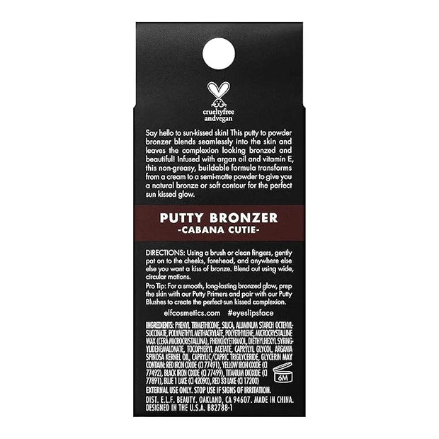 e.l.f. Putty Bronzer, Creamy & Highly Pigmented Formula, Creates a Long-Lasting Bronzed Glow, Infused with Argan Oil & Vit...