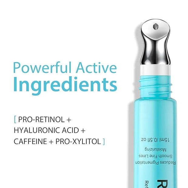 Retinol Eye Cream - Eye Serum for Dark Circles & Puffiness Anti-Aging - Under Eye Cream with Hyaluronic Acid & Caffeine to...