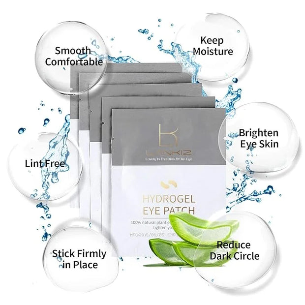 LANKIZ 100 Pairs Under Eye Gel Pads for Lash Extensions, 100% Natural Plant Extract, Collagen Hydrogel, Lint-Free, Moistur...