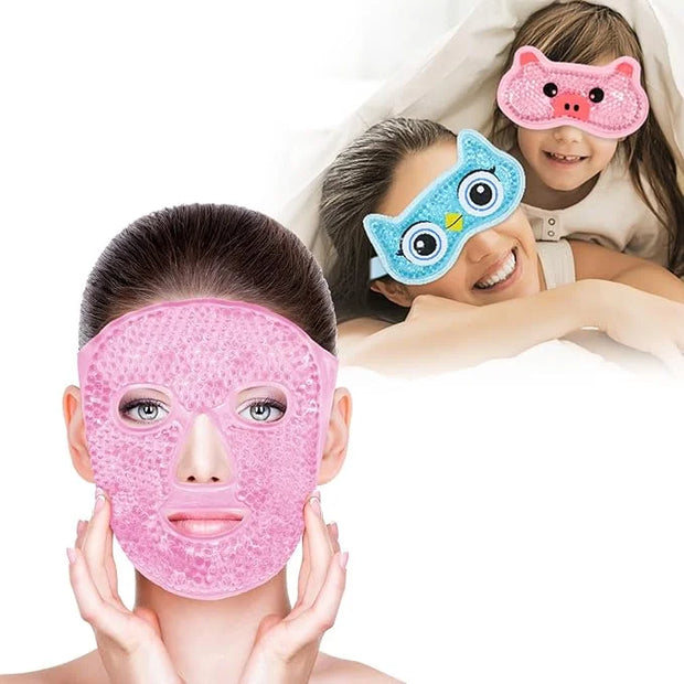 Bundle of CONBELLA Cold Face Eye Masks Ice Face Mask Hot Cold Compress and 2PCS Adorable Cooling Eye Mask Gel Eye Mask - P...
