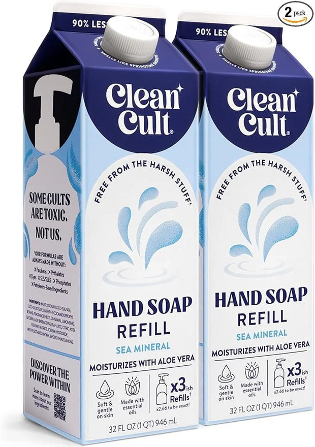 Cleancult - Liquid Hand Soap Refills - Sea Minerals - Gentle On Sensitive Skin - Made with Aloe Vera & Essential Oils - Ec...