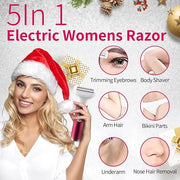 Electric Razor for Women,5 in 1 Womens Shaver Electric Bikini Trimmer Pubic Hair Removal Wet & Dry Painless Shaver for Leg...