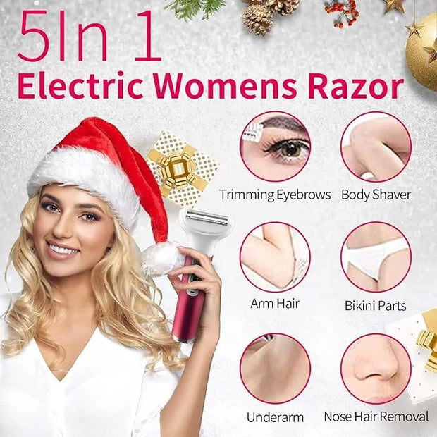 Electric Razor for Women,5 in 1 Womens Shaver Electric Bikini Trimmer Pubic Hair Removal Wet & Dry Painless Shaver for Leg...