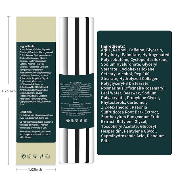 Eye Cream, Under Eye Cream for Dark Circles, Eye Cream for Puffiness and Bags Under Eye and Wrinkles with Retinol Caffeine...