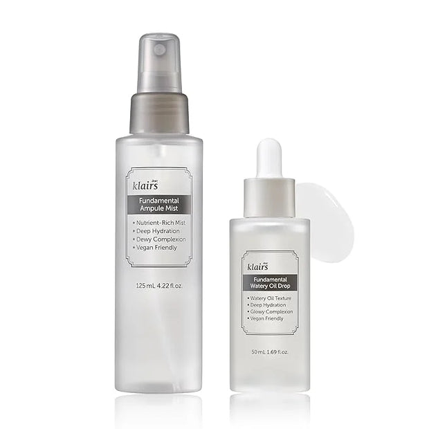[Dear,Klairs] 2 Step Fundamental Care Set, Ampoule-Like Mist & Water-Based Drop, for Hydration, moisturizing Skincare - Pr...