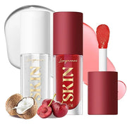 2Pack Big Brush Head Hydrating Lip Glow Oil Plumping Lip Tint, Hydrating Lip Gloss Tinted Lip Balm Transparent Lip Care, L...