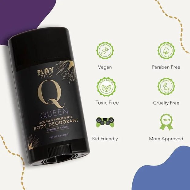 PLAY PITS - 2 Pack - Natural Deodorant - Safe for Men & Women w/Sensitive Skin - Clean, Non-Toxic, & Paraben Free – QUEEN ...
