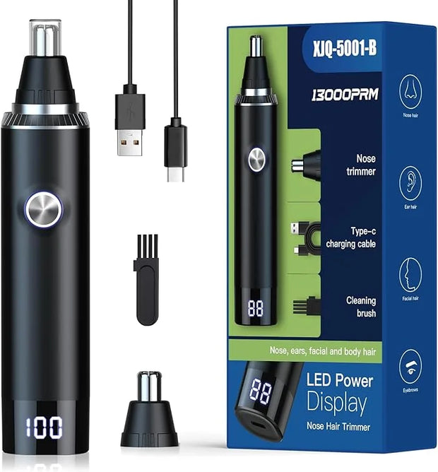 Ear & Nose Hair Trimmer with LED Display for Men Women,Painless USB Rechargeable Eyebrow & Facial & Nose Hair Trimmer Clip...