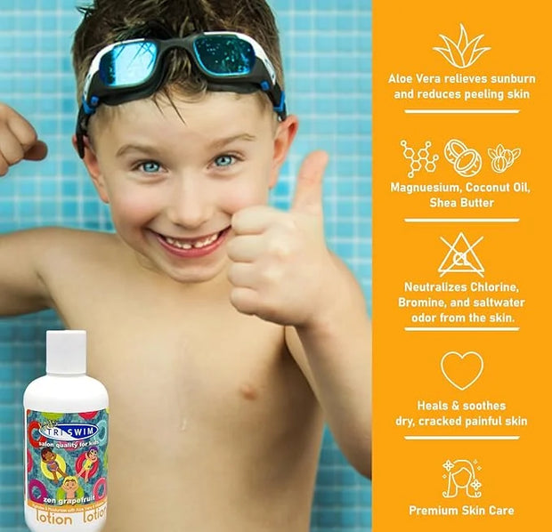 TRISWIM Kids Scented Body Lotion Skin Hydrating Moisturizer Chlorine Removal with Aloe Vera - Product Image