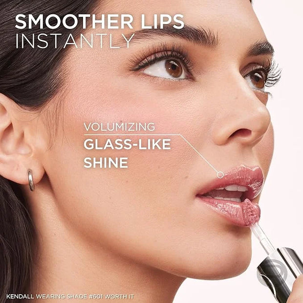 L'Oreal Paris Plump Ambition Hyaluron Lip Oil, 24 HR Lip Gloss with Hyaluronic Acid, Volumizing Formula with Glass-Like Sh...