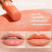 Oulac Shine Orange Lipstick for Women, 2 in 1 Glossy Coral Orange Tinted Lip Balm, Hydrating Lipstick for Dry Lips, Moistu...