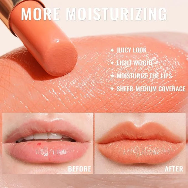 Oulac Shine Orange Lipstick for Women, 2 in 1 Glossy Coral Orange Tinted Lip Balm, Hydrating Lipstick for Dry Lips, Moistu...