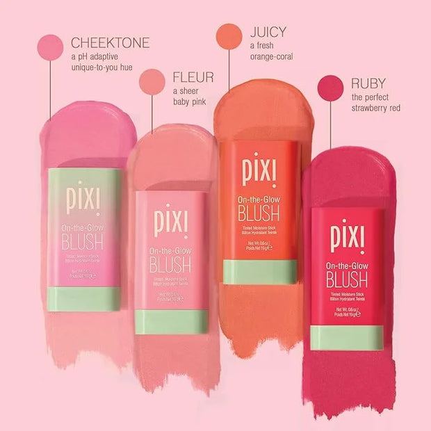 Pixi On-the-Glow Blush - Ruby, Hydrating Tinted Moisture Blush Stick with Ginseng, Aloe Vera & Fruit Extracts, For Cheeks ...