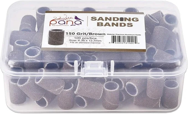 PANA 100 Pieces Nail Sanding Bands Professional Nail Manicure Great Fit for Nail Drill Bits for Acrylic Nails (150 Grit, B...