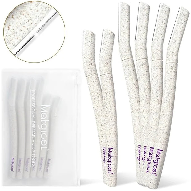 Eco-Friendly Women's Dermaplaning Razor - Multipurpose Exfoliating Tool with Anti-Cut Blades & Biodegradable Handle for Si...