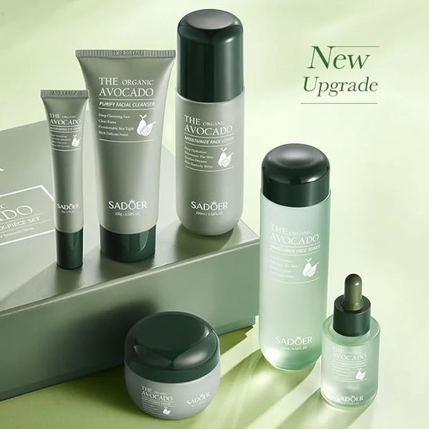 Avocado Skincare Sets,Skincare Gift Set with Facial Cleanser, Face Serum, Face Cream, Eye Cream, Toner, moisturizing Lotio...