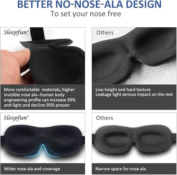 Sleep Mask Invisible Alar Deep Orbit 3D Eye Mask Ultra Lightweight & Comfortable Sleeping Mask for Travel, Nap Shift Works...