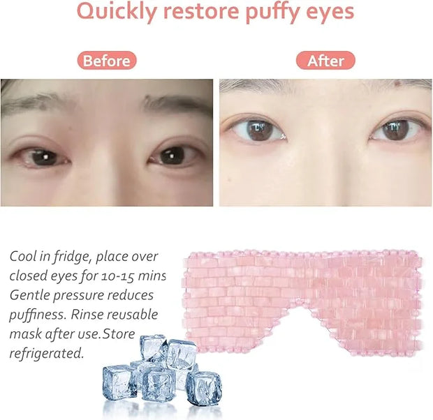 ideayard Rose Quartz Eye Mask, Cooling Eye Mask 100% All Natural Crystal Mask for Facial Puffy Eyes Reusable - Product Image