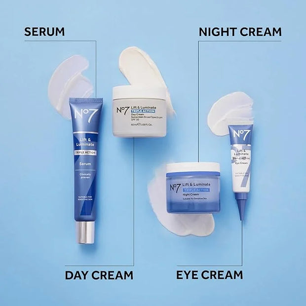 No7 Lift & Luminate Triple Action Eye Cream - Anti-Aging Under Eye Cream for Dark Circles, Puffiness & Wrinkles - Formulat...