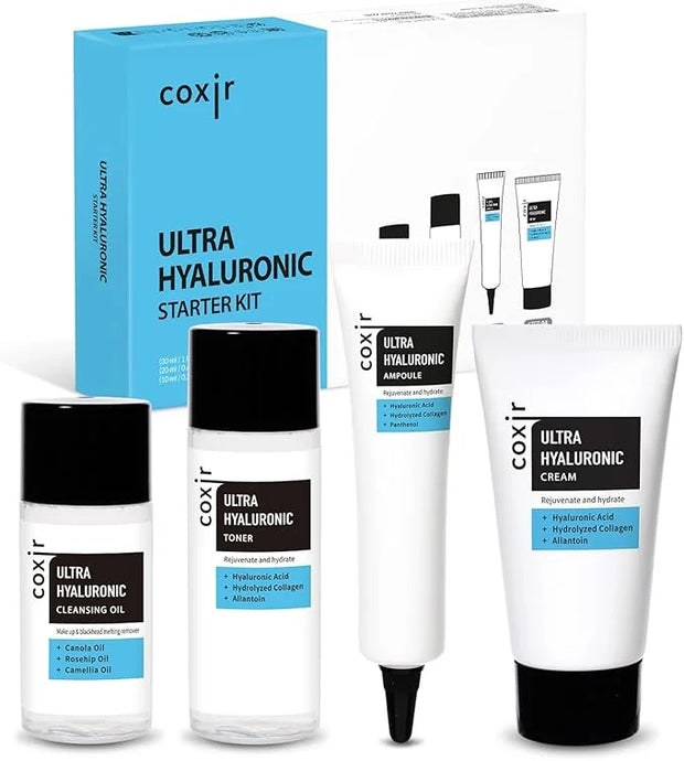 coxir Ultra HYALURONIC Starter KIT/Cleansing Oil+Toner+ampoule+Cream tralvel kit/[2.68 fl.oz (Pack of 1)] / Korean Skin Ca...