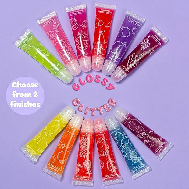 Expressions 24pc Lip Gloss Set, Flavored Lipgloss Squeeze Tubes with Carrying Case, Lip Gloss Set Value Pack, Assorted Fru...