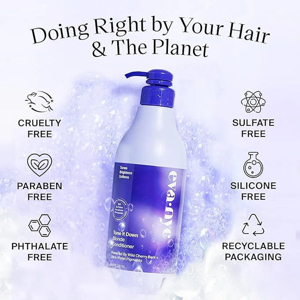 Eva NYC Tone It Down Purple Conditioner for Blonde & Color-Treated Hair, Eliminates Brassy Yellow Tones, Hair Moisturizer,...