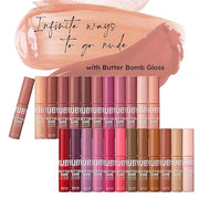Ruby Kisses Lip Gloss Butter Bomb Gloss Non-Sticky Lip Gloss Vitamin E Natural Nude Lip Makeup -7.8mL (0.26 US fl.oz) (Nud...