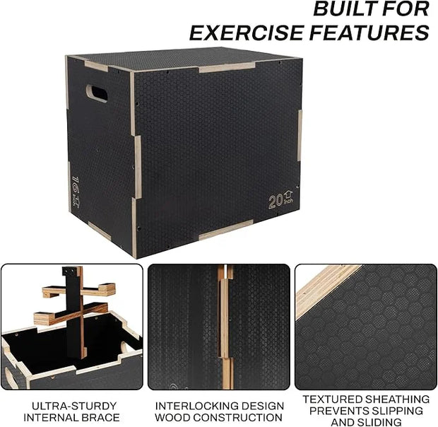 3 in 1 Non-Slip Wooden Plyo Box Plyometric - Product Image