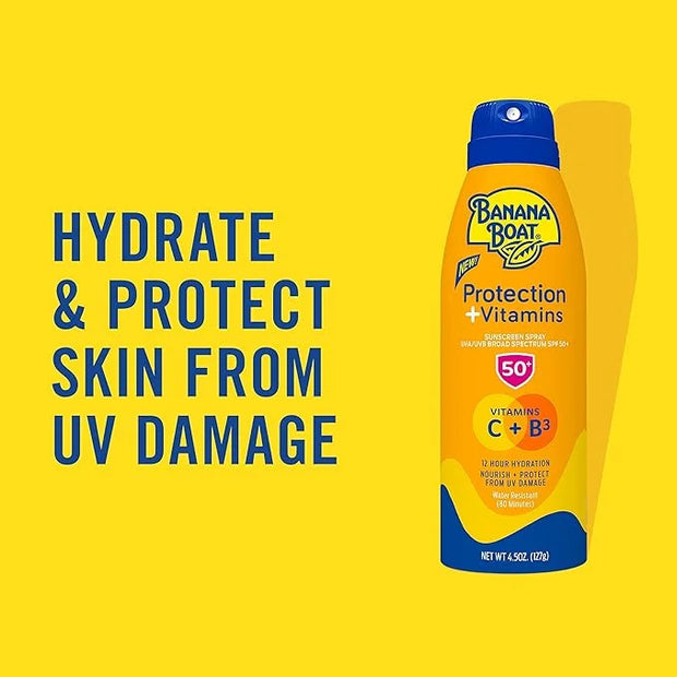 Banana Boat Protection + Vitamins Sunscreen Spray SPF 50 | Moisturizing Sunscreen with Vitamin C & Niacinamide | Banana Bo...