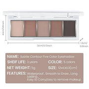5 Colors Matte Eyeshadow Makeup Palette,Nude Dark Brown Taupe Black Highly Pigmented Natural Neutral Eye Shadow Palette,Lo...