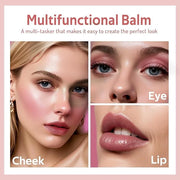Multi Cream Blush & Blush Brush Set, Korean Makeup Blush for Cheeks, Multi-Use Face Balm, Lightweight & Hydrating, Blendab...