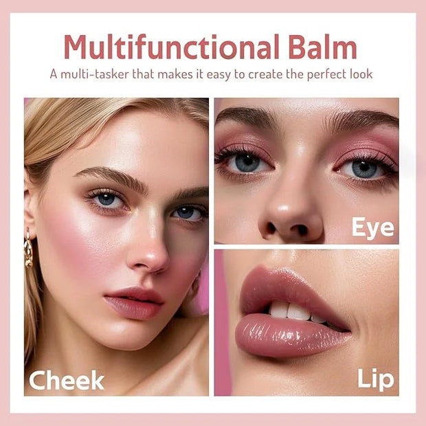 Multi Cream Blush & Blush Brush Set, Korean Makeup Blush for Cheeks, Multi-Use Face Balm, Lightweight & Hydrating, Blendab...