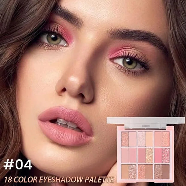 18Colors Nude Pink Rose Gold Shimmery Eyeshadow Palette Makeup,Light Nude Soft Glitter Sparkly Highly Pigmented Eye Shadow...