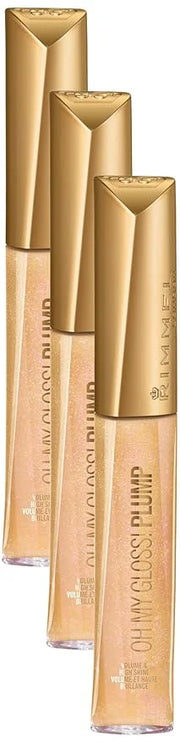 Rimmel Stay Plumped Lip Gloss, 801 Angel Shimmer, Pack of 3 - Product Image