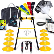 Invincible Fitness Agility Ladder Set - Enhance Speed 10 Cones, 4 Hooks, 3 Resistance (15ft) - Product Image