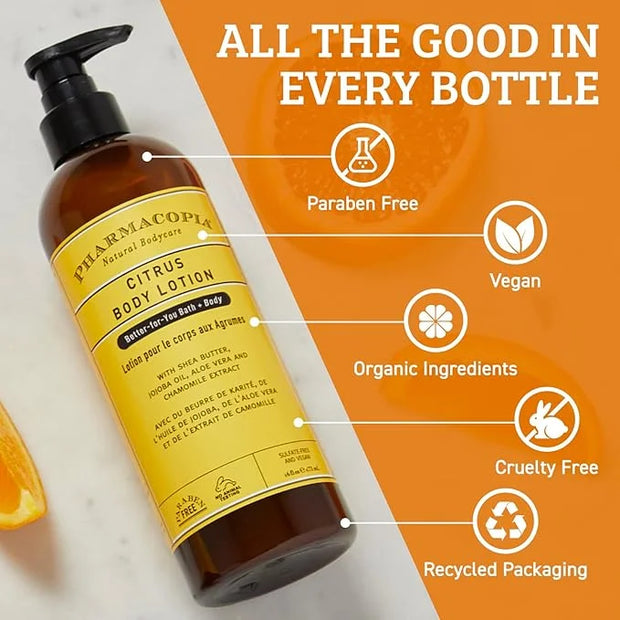 Pharmacopia Citrus Body Lotion - Hydrating Natural Moisturizer with Aromatherapy Benefits - Cruelty-Free Vegan Skin Care -...
