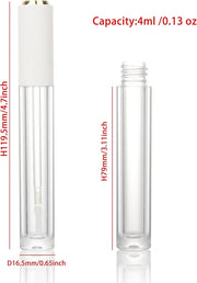 COSIDEA 10pcs Empty Round 4ml 0.13oz lip gloss tubes with soft silicon tip wand Gold white lid Lipgloss tube containers fo...