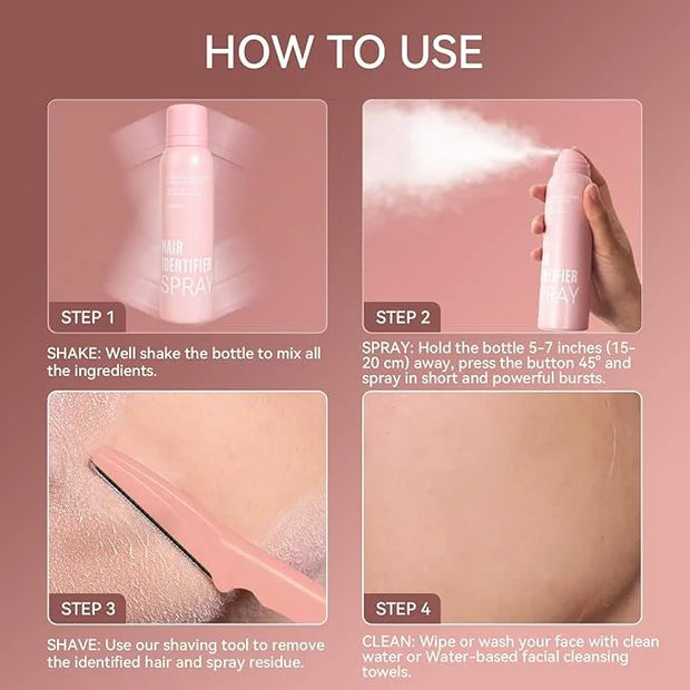 Hair Identifier Spray for Face Shaving - Gentle Facial Shaving Dermaplane Spray for Smooth, Glowing Skin, hair identifier ...