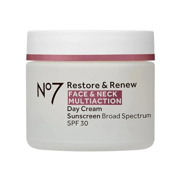 No7 Restore & Renew Multi Action Face & Neck SPF 30 Day Cream - Firming & Hydrating Face Moisturizer with Hyaluronic Acid ...