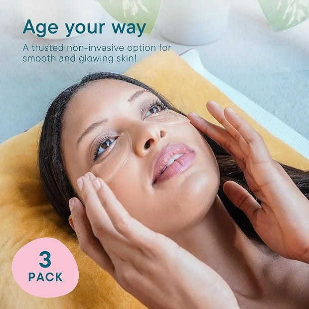 Frownies Under Eye Gel Patches for Puffy Eyes - Dark Circles with Cactus Collagen - Reusable, 3 Pack - Product Image