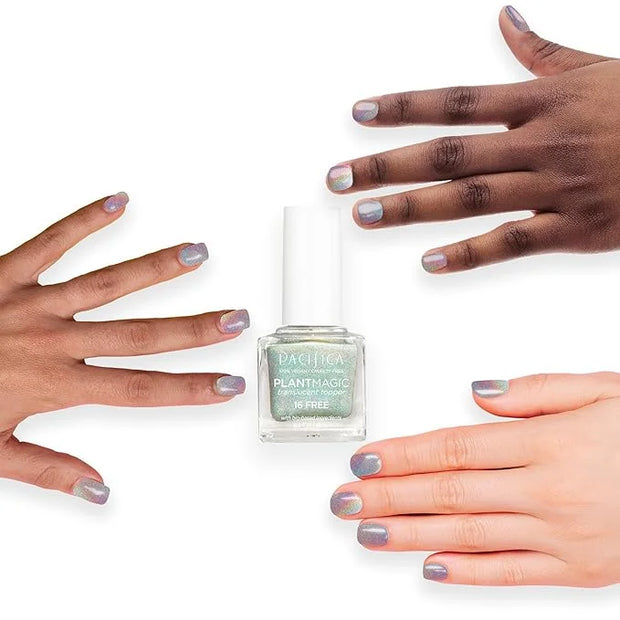 Pacifica Natural Nail Polish – Plant Magic Glitter Rainbow Base - Plant Based, Non-Toxic & Clinically Tested - Long Lastin...